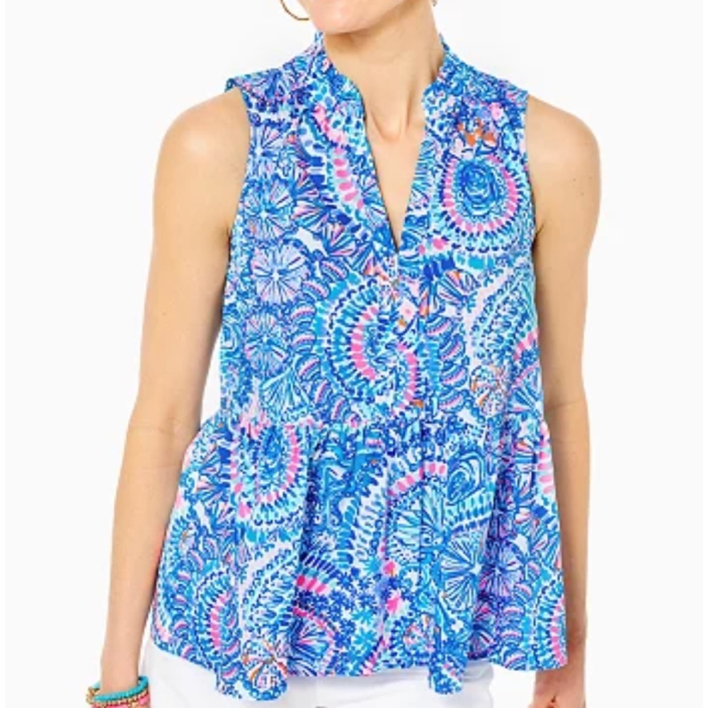NWT Lilly Pulitzer Novella Ruffle Top sz L